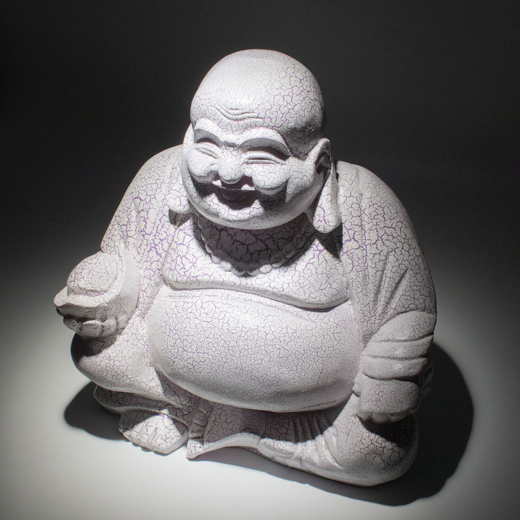 Laughing Buddha Lamp Lavender Crackle - Round Stand