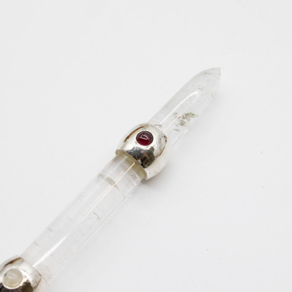 Celestial Prism Wand - Amethyst Moving Crystal Sphere Quartz Stem - 12cm