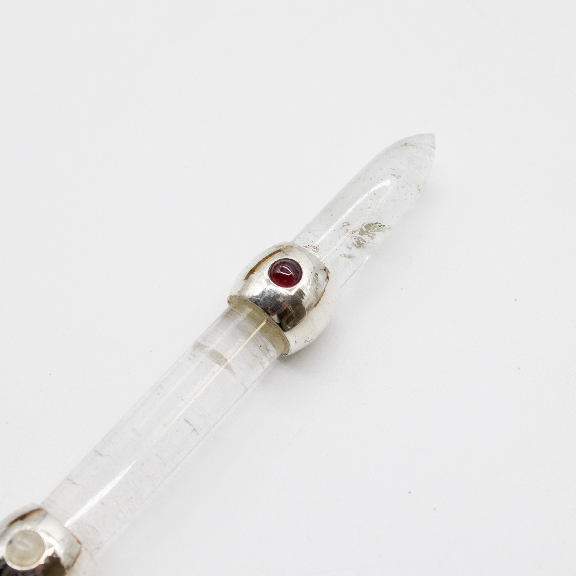 Celestial Prism Wand - Amethyst Moving Crystal Sphere Quartz Stem - 12cm