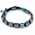 Magnetic Hematite Shamballa Bracelet - Turqoise Cuboids