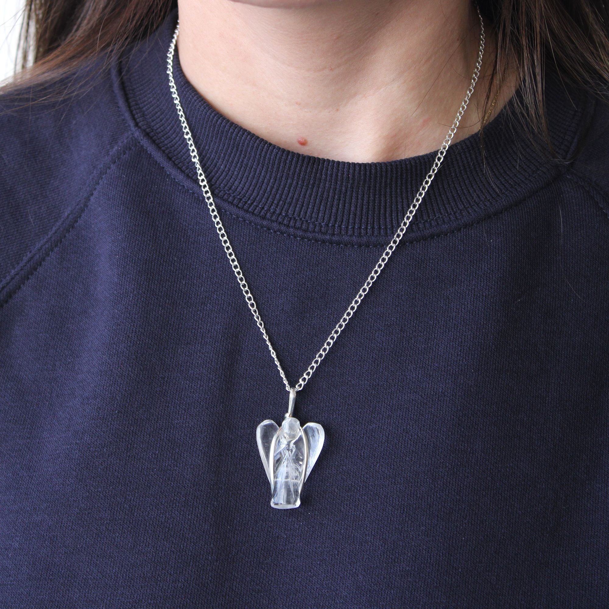 Gemstone Guardian Angel Pendant - Black Agate