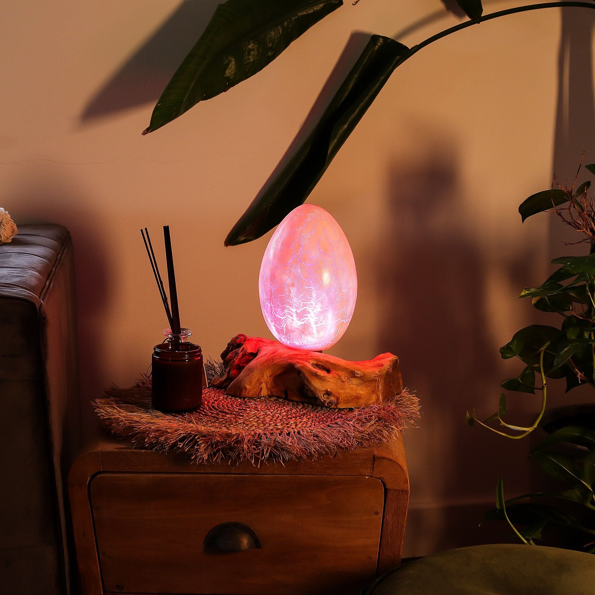 DriftGlow Lamp Crackle Fire Egg Shade - Orange